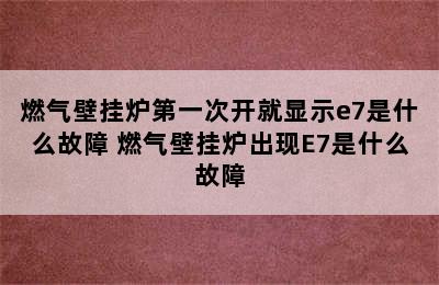 燃气壁挂炉第一次开就显示e7是什么故障 燃气壁挂炉出现E7是什么故障